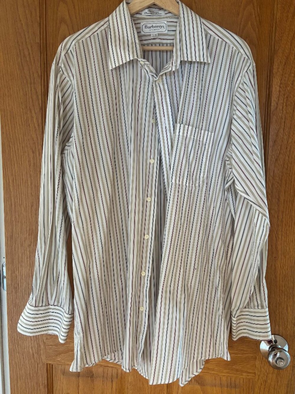 CLASSIC MENS BURBERRYS OF LONDON STRIPED SHIRT 17-36 100% COTTON